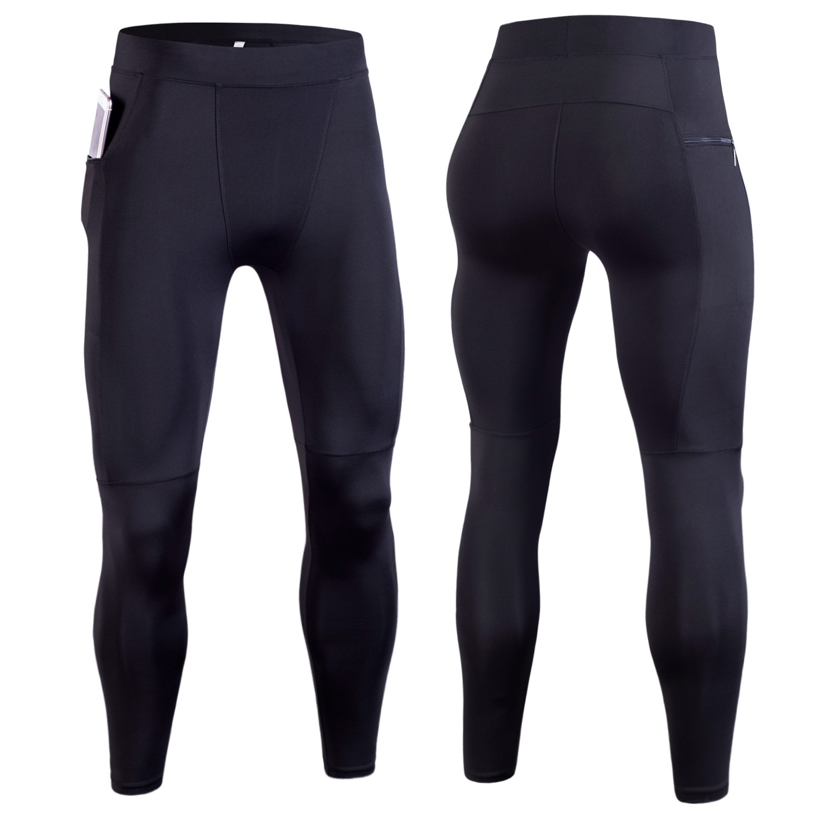 thumbnail image 2 of Pantalones de compresión para hombre - Pantalones cortos ajustados para correr y entrenar baloncesto - Poliéster elástico para hacer ejercicio, 2 of 4